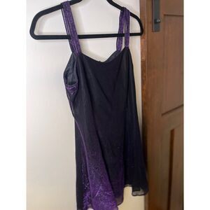 Vintage 80’s Purple Iridescent Formal Dress Low Back Velvet Bow Acetate Mylar